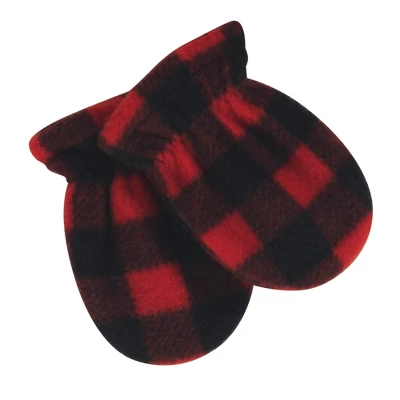 Hudson Baby Infant And Toddler Fleece Trapper Hat And Mitten 2pc Set, Black Red Plaid 1 Hudson Baby Infant And Toddler Fleece Trapper Hat And Mitten 2pc Set, Black Red Plaid