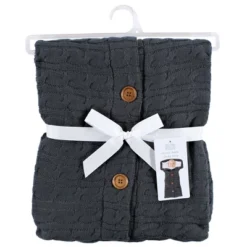 Hudson Baby Infant Boy Faux Shearling Knitted Baby Lounge Stroller Wrap Sack, Charcoal, One Size