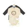 Hudson Baby Infant Boy Cotton Bodysuit And Pant Set, Brave Lion Long Sleeve