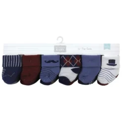 Hudson Baby Infant Boys Cotton Rich Newborn And Terry Socks, Gentleman 12-Pack