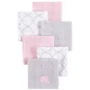 Hudson Baby Infant Girl Super Soft Cotton Washcloths, Pink Elephant, One Size