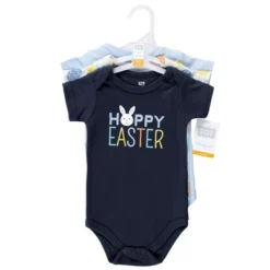 Hudson Baby Infant Boy Cotton Bodysuits, Hoppy Easter