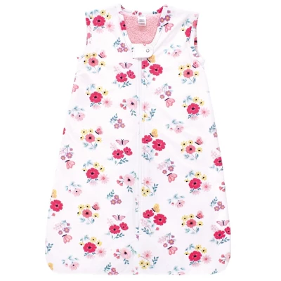 Hudson Baby Girls Plush Faux Fur Sleeping Bag, Wearable Blanket, Butterfly Floral 2 Hudson Baby Girls Plush Faux Fur Sleeping Bag, Wearable Blanket, Butterfly Floral - Image 2