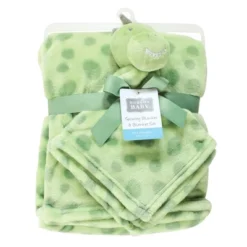 Hudson Baby Infant Boy Plush Blanket With Security Blanket, Trex, One Size