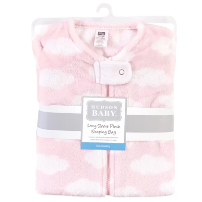 Hudson Baby Infant Girl Plush Sleeping Bag, Sack, Blanket, Pink Clouds 1 Hudson Baby Infant Girl Plush Sleeping Bag, Sack, Blanket, Pink Clouds