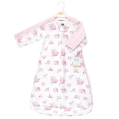 Hudson Baby Infant Girl Cotton Long-Sleeve Wearable Sleeping Bag, Sack, Blanket, Basic Pink Floral