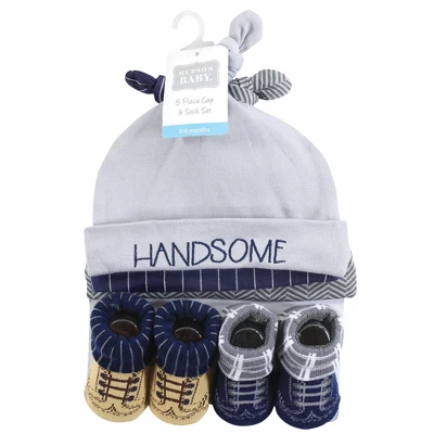 Hudson Baby Infant Boy Cap And Socks Set, Handsome, 0-9 Months 1 Hudson Baby Infant Boy Cap And Socks Set, Handsome, 0-9 Months