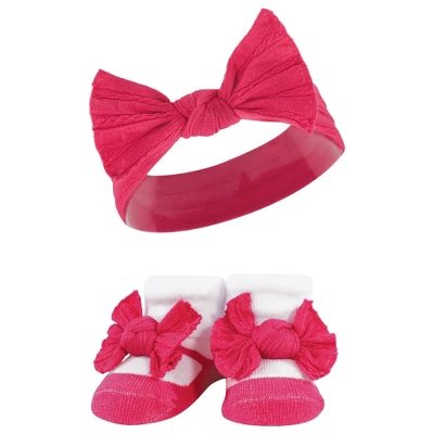 Hudson Baby Infant Girls Headband And Socks Giftset, Pink White, One Size 2 Hudson Baby Infant Girls Headband And Socks Giftset, Pink White, One Size - Image 2