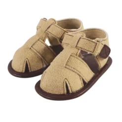 Hudson Baby Infant Boy Cotton Bodysuit, Shorts And Shoe 3pc Set, Sandcastle