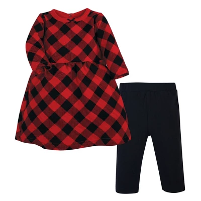 Hudson Baby Toddler Girl Quilted Cotton Dress And Leggings, Buffalo Plaid 4 Hudson Baby Toddler Girl Quilted Cotton Dress And Leggings, Buffalo Plaid - Image 4