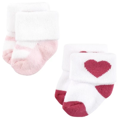 Hudson Baby Infant Girl Cotton Rich Newborn And Terry Socks, Mom And Dad Girl Pink Black 6 Hudson Baby Infant Girl Cotton Rich Newborn And Terry Socks, Mom And Dad Girl Pink Black - Image 6
