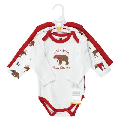 Hudson Baby Unisex Baby Cotton Long-Sleeve Bodysuits, Moose Be Christmas 1 Hudson Baby Unisex Baby Cotton Long-Sleeve Bodysuits, Moose Be Christmas