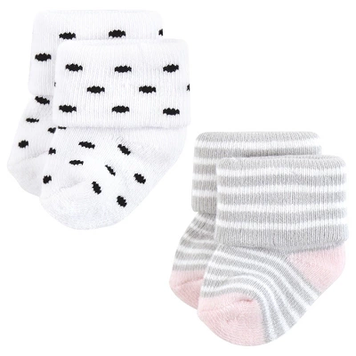 Hudson Baby Infant Girl Cotton Rich Newborn And Terry Socks, Mom And Dad Girl Pink Black 4 Hudson Baby Infant Girl Cotton Rich Newborn And Terry Socks, Mom And Dad Girl Pink Black - Image 4