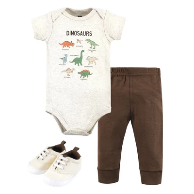 Hudson Baby Infant Boy Cotton Bodysuit, Pant And Shoe Set, Dinosaur Adventures 5 Hudson Baby Infant Boy Cotton Bodysuit, Pant And Shoe Set, Dinosaur Adventures - Image 5