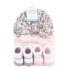Hudson Baby Infant Girls Turban And Socks Set, Outline Warm Floral, One Size