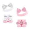 Hudson Baby Infant Girl 8Pc Headband And Socks Set, Princess, 0-9 Months