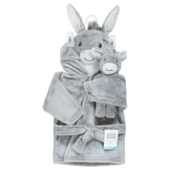 Hudson Baby Store 27 Hudson Baby Plush Bathrobe And Toy Set, Donkey, One Size