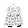 Hudson Baby Toddler Girl Quilted Cotton Dress And Leggings, Black Toile