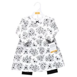 Hudson Baby Store 17 Hudson Baby Toddler Girl Quilted Cotton Dress And Leggings, Black Toile
