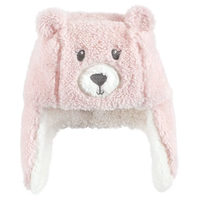 Hudson Baby Infant Girl Trapper Hat, Mitten And Bootie Set, Pink Bear 2 Hudson Baby Infant Girl Trapper Hat, Mitten And Bootie Set, Pink Bear - Image 2