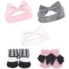 Hudson Baby Infant Girl 10Pc Headband And Socks Set, Houndstooth, 0-9 Months