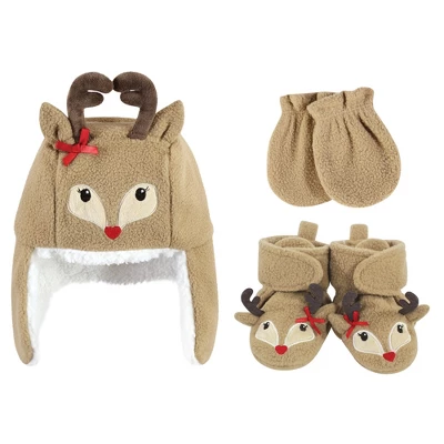 Hudson Baby Infant Girl 6Pc Trapper Hat, Mitten And Bootie Set, Santa Girl Reindeer 2 Hudson Baby Infant Girl 6Pc Trapper Hat, Mitten And Bootie Set, Santa Girl Reindeer - Image 2