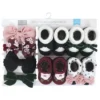 Hudson Baby Infant Girl Headband And Socks Giftset, Burgundy Floral 8-Piece, One Size