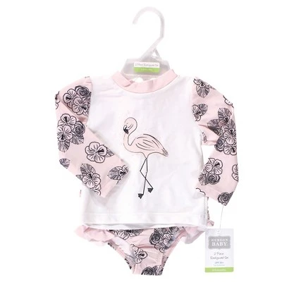 Hudson Baby Infant And Toddler Girl Swim Rashguard Set, Floral Flamingo 1 Hudson Baby Infant And Toddler Girl Swim Rashguard Set, Floral Flamingo