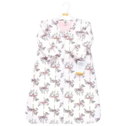 Hudson Baby Infant Girl Long Sleeve Plush Faux Fur Sleeping Bag, Wearable Blanket, Carousel Horse