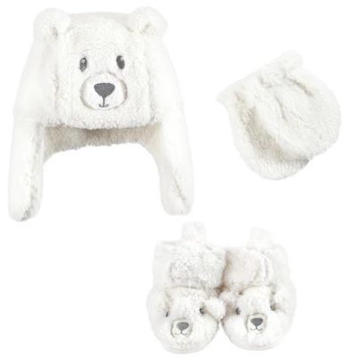 Hudson Baby Unisex Baby Trapper Hat, Mitten And Bootie Set, Cream Bear 8 Hudson Baby Unisex Baby Trapper Hat, Mitten And Bootie Set, Cream Bear - Image 8