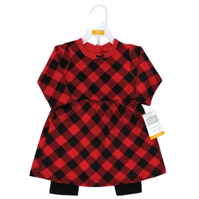 Hudson Baby Toddler Girl Quilted Cotton Dress And Leggings, Buffalo Plaid 1 Hudson Baby Toddler Girl Quilted Cotton Dress And Leggings, Buffalo Plaid