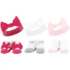 Hudson Baby Infant Girl 12Pc Headband And Socks Giftset, Pink White Pink Blue, One Size