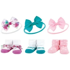 Hudson Baby Infant Girl 12Pc Headband And Socks Giftset, Tie-Dye, One Size