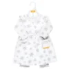 Hudson Baby Toddler Girl Quilted Cotton Dress And Leggings, Silver Snowflakes