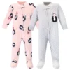 Hudson Baby Infant Girl Fleece Zipper Sleep And Play 2pk, Pink Penguin