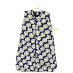 Hudson Baby Infant Girl Plush Faux Fur Sleeping Bag, Wearable Blanket, Navy Daisy