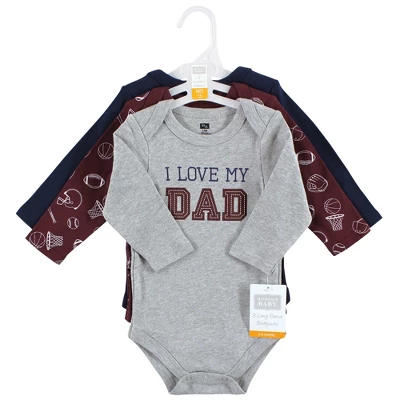 Hudson Baby Infant Boy Cotton Long-Sleeve Bodysuits, Love Dad 1 Hudson Baby Infant Boy Cotton Long-Sleeve Bodysuits, Love Dad