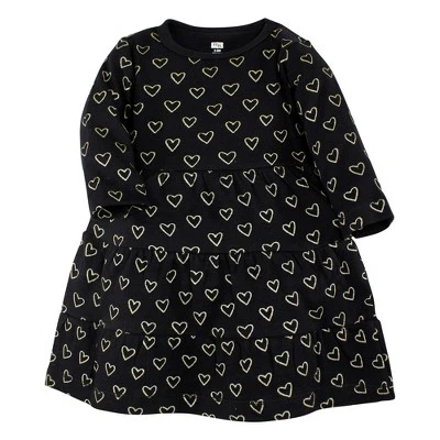 Hudson Baby Girl Cotton Dresses, Leopard Gold Heart 3 Hudson Baby Girl Cotton Dresses, Leopard Gold Heart - Image 3