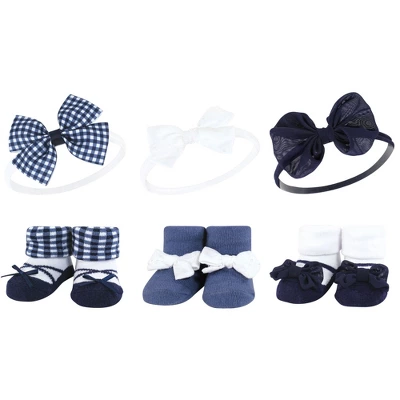 Hudson Baby Infant Girl 12Pc Headband And Socks Giftset, Navy Gingham, One Size 1 Hudson Baby Infant Girl 12Pc Headband And Socks Giftset, Navy Gingham, One Size
