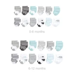 Hudson Baby Unisex Baby Grow With Me Cotton Terry Socks, Mom Dad Gray Mint, 0-6 And 6-12 Months