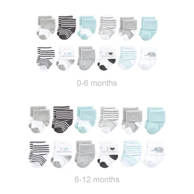 Hudson Baby Unisex Baby Grow With Me Cotton Terry Socks, Mom Dad Gray Mint, 0-6 And 6-12 Months 1 Hudson Baby Unisex Baby Grow With Me Cotton Terry Socks, Mom Dad Gray Mint, 0-6 And 6-12 Months