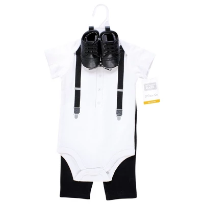 Hudson Baby Infant Boy Cotton Bodysuit, Pant And Shoe Set, Black Gingham Bow Tie 1 Hudson Baby Infant Boy Cotton Bodysuit, Pant And Shoe Set, Black Gingham Bow Tie