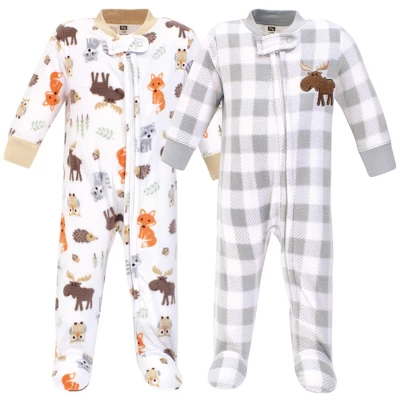 Hudson Baby Boy Baby Fleece Zipper Sleep And Play 2pk, Woodland 1 Hudson Baby Boy Baby Fleece Zipper Sleep And Play 2pk, Woodland