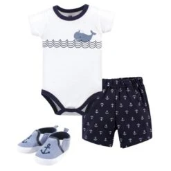 Hudson Baby Infant Boy Cotton Bodysuit, Shorts And Shoe 3pc Set, Blue Sailor Whale -Hudson Baby Store GUEST a723c7cd 34fc 419b b13a 034fee19a32f