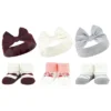 Hudson Baby Infant Girl 12Pc Headband And Socks Giftset, Burgundy Gray Pink Taupe, One Size