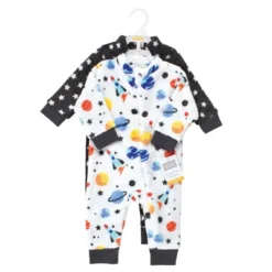 Hudson Baby Infant Boy Plush Jumpsuits, Space Adventure