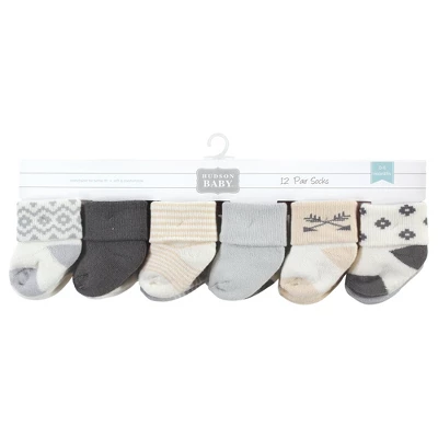 Hudson Baby Cotton Rich Newborn And Terry Socks, Gray Arrows 12-Pack 1 Hudson Baby Cotton Rich Newborn And Terry Socks, Gray Arrows 12-Pack