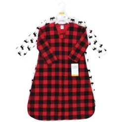Hudson Baby Infant Boy Thermal Long Sleeve Sleeping Bag 2pk, Buffalo Plaid Moose