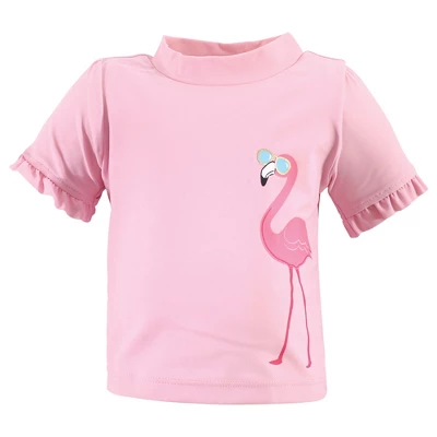 Hudson Baby Infant And Toddler Girl Swim Rashguard Set, Flamingo 2 Hudson Baby Infant And Toddler Girl Swim Rashguard Set, Flamingo - Image 2