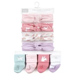 Hudson Baby Infant Girls Headband And Socks Set, Unicorn, 0-9 Months